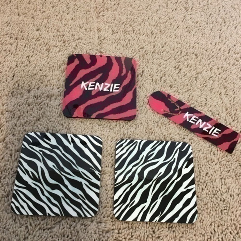 Cup coasters and bookmark zebra Kenzie